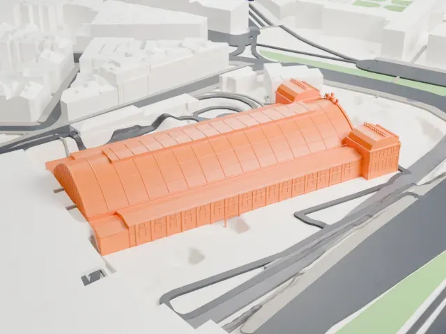 Madrid Atocha railway station model, East view