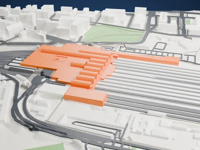 Madrid-Chamartín-Clara Campoamor railway station model, East view