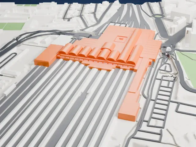 Madrid-Chamartín-Clara Campoamor railway station model, North view