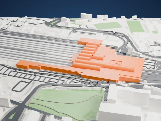 Madrid-Chamartín-Clara Campoamor railway station model, West view