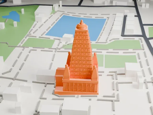 Mahabodhi Temple model, North view