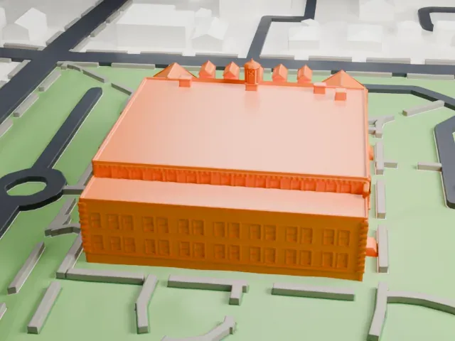 Main Street School model, East view