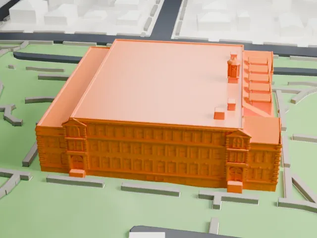 Main Street School model, North view
