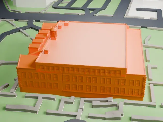 Main Street School model, South view