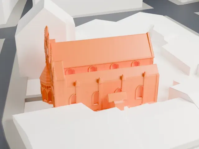 Maisel Synagogue model, South view