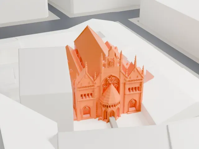Maisel Synagogue model, West view
