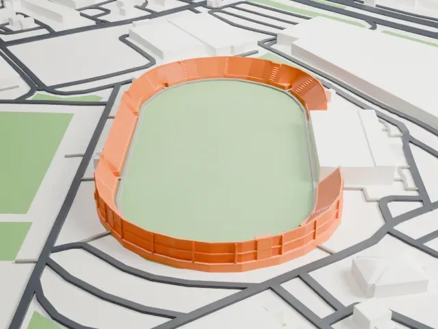 Maktoum bin Rashid Al Maktoum Stadium model, North view