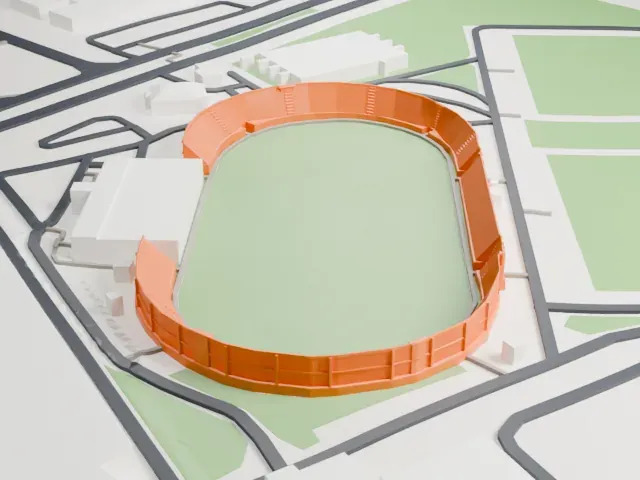 Maktoum bin Rashid Al Maktoum Stadium model, South view