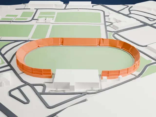 Maktoum bin Rashid Al Maktoum Stadium model, West view
