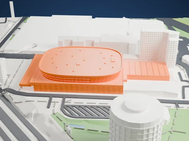 Malmö Arena model, East view