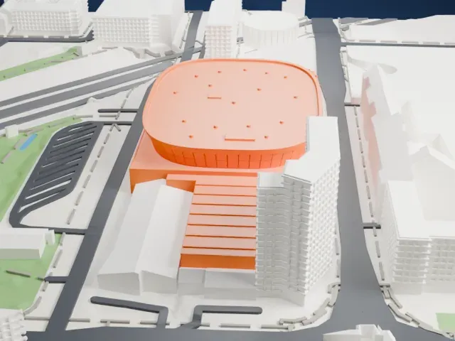 Malmö Arena model, North view