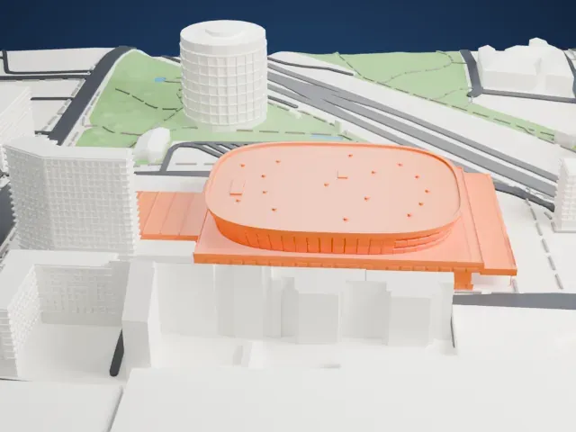 Malmö Arena model, West view