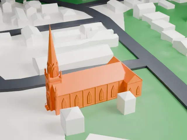 Mamaroneck Methodist Church model, East view