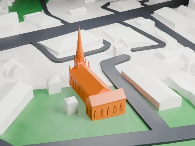 Mamaroneck Methodist Church model, North view