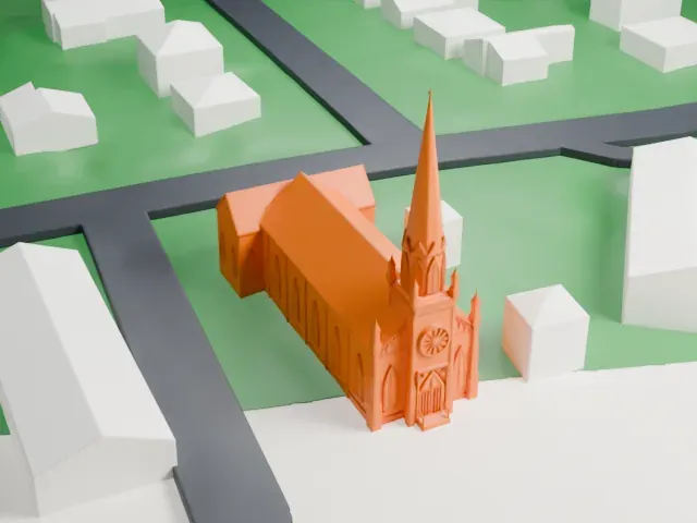 Mamaroneck Methodist Church model, South view
