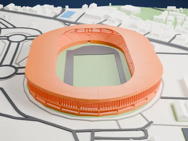 Manahan Stadium model, South view