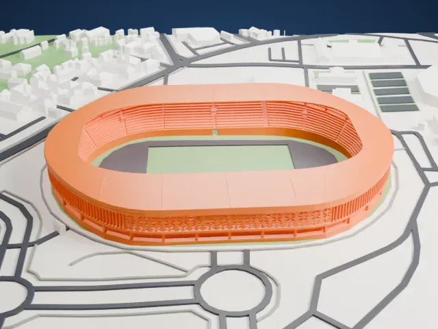 Manahan Stadium model, West view