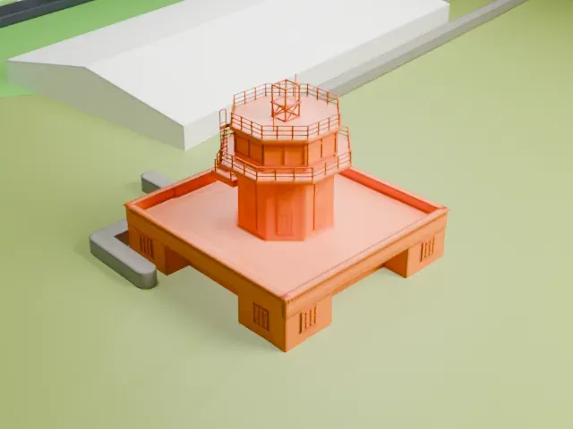 Manchester Barton Aerodrome control tower model, North view