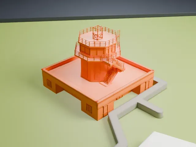 Manchester Barton Aerodrome control tower model, South view