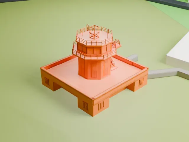 Manchester Barton Aerodrome control tower model, West view
