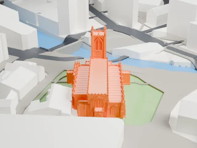 Manchester Cathedral model, East view