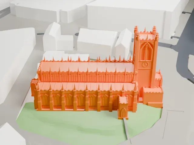 Manchester Cathedral model, North view