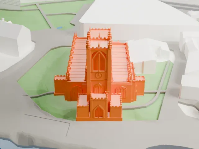 Manchester Cathedral model, West view