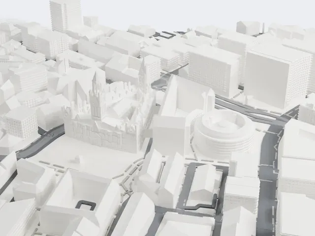 Manchester Town Hall model, West view