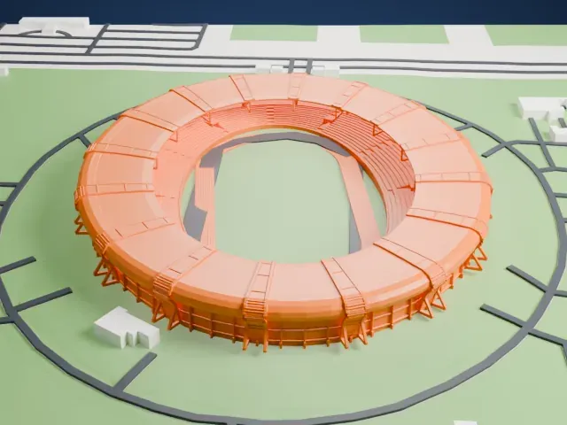 Mandalar Thiri Stadium model, North view