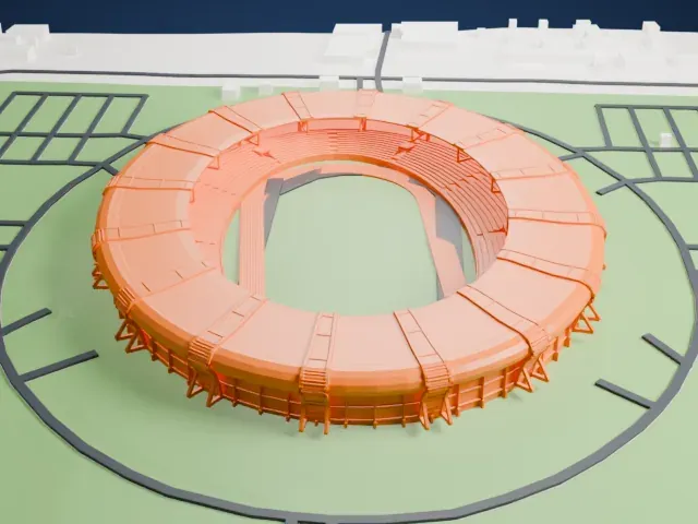 Mandalar Thiri Stadium model, South view