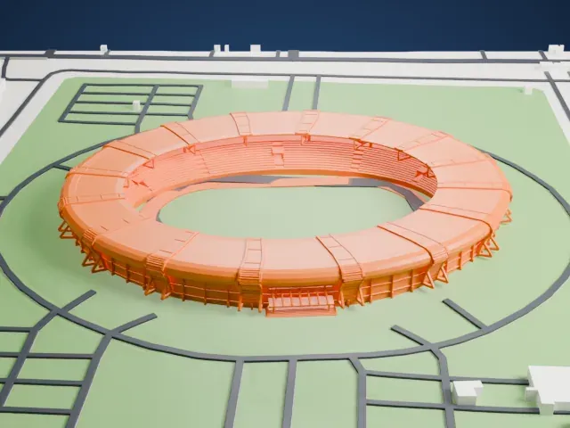 Mandalar Thiri Stadium model, West view