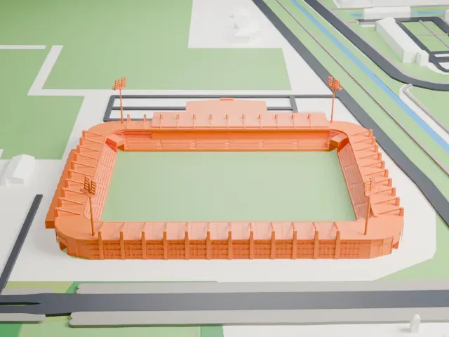 Mandemakers Stadion model, East view