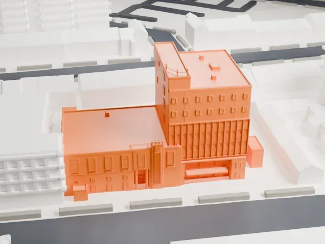 Manhattan Beach Jewish Center model, East view
