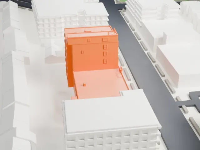 Manhattan Beach Jewish Center model, South view