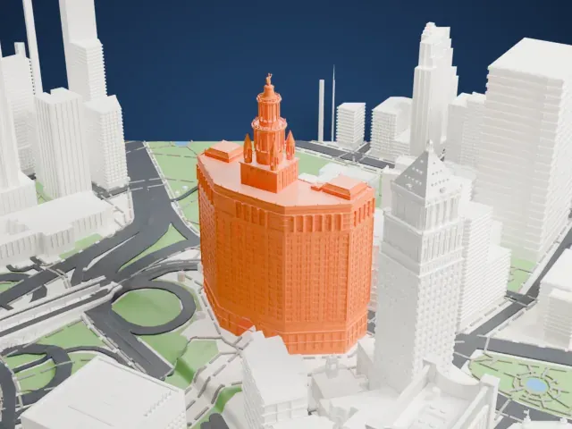 Manhattan Municipal Building model, East view