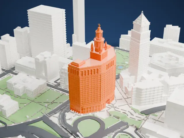 Manhattan Municipal Building model, South view