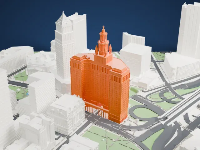 Manhattan Municipal Building model, West view