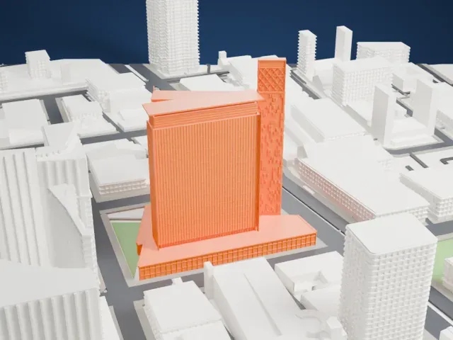 Manitoba Hydro Place model, East view