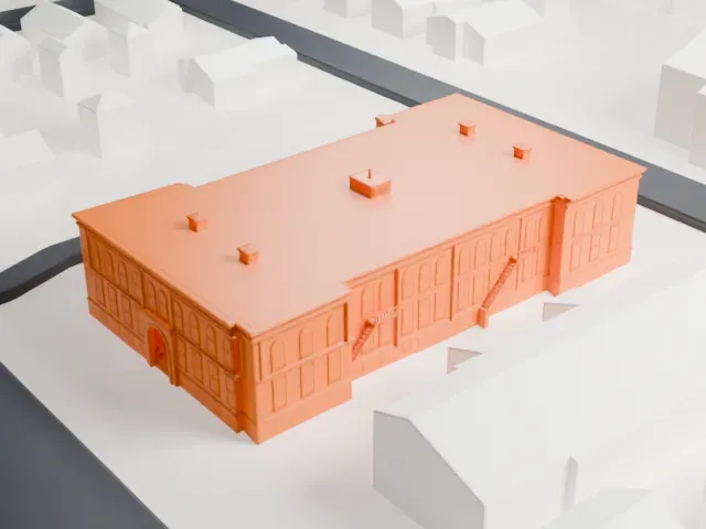 Maplewood School model, East view