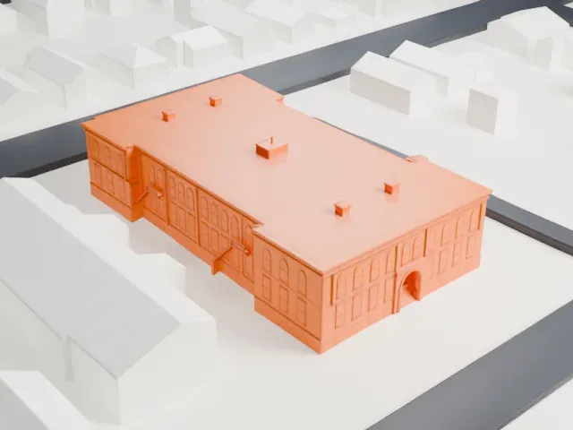Maplewood School model, North view