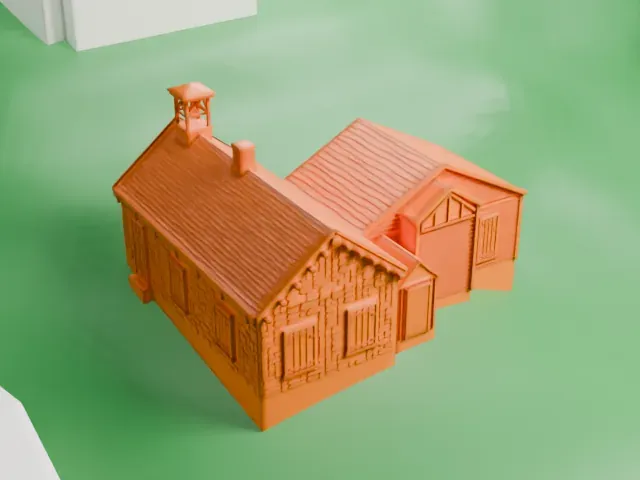 Marble Schoolhouse model, East view
