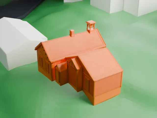 Marble Schoolhouse model, North view