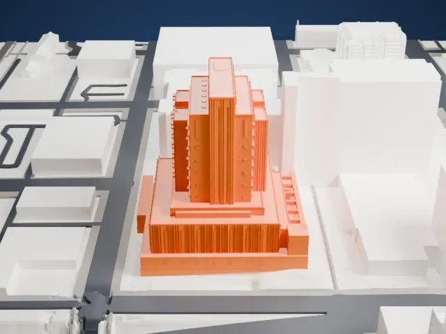 Maricopa County South Court Tower model, East view