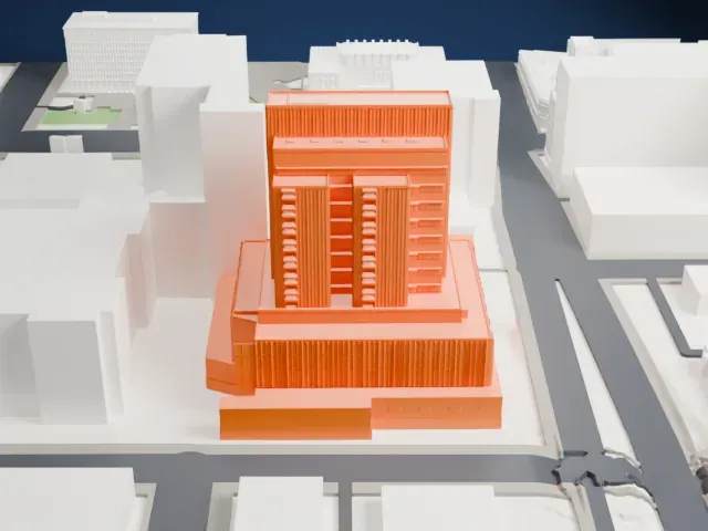 Maricopa County South Court Tower model, South view