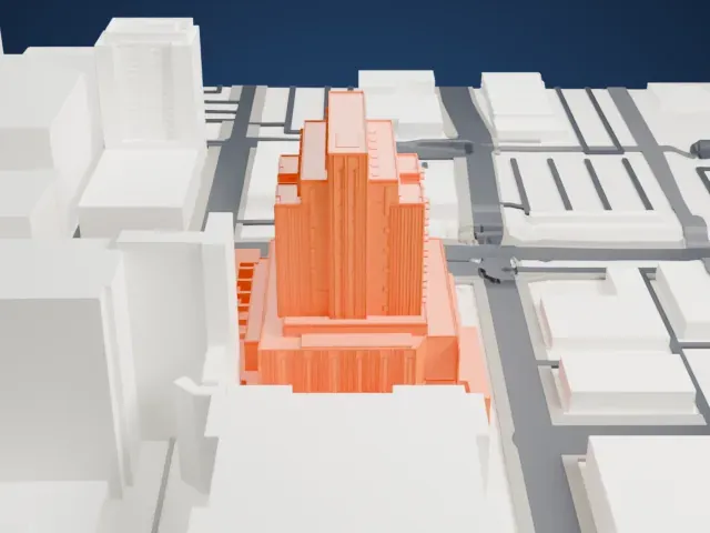 Maricopa County South Court Tower model, West view
