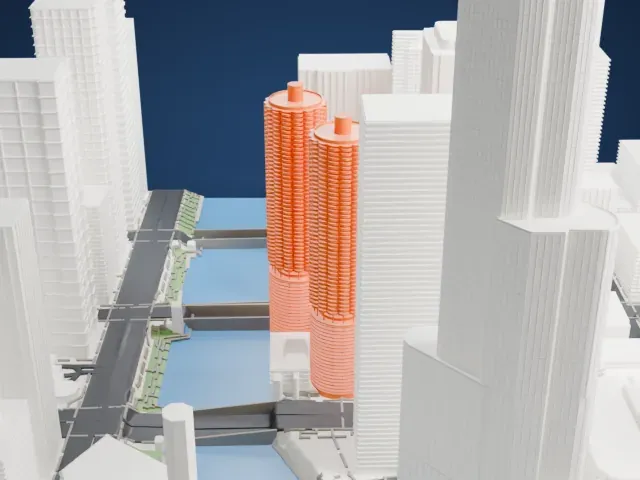 Marina City model, East view