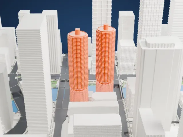 Marina City model, North view
