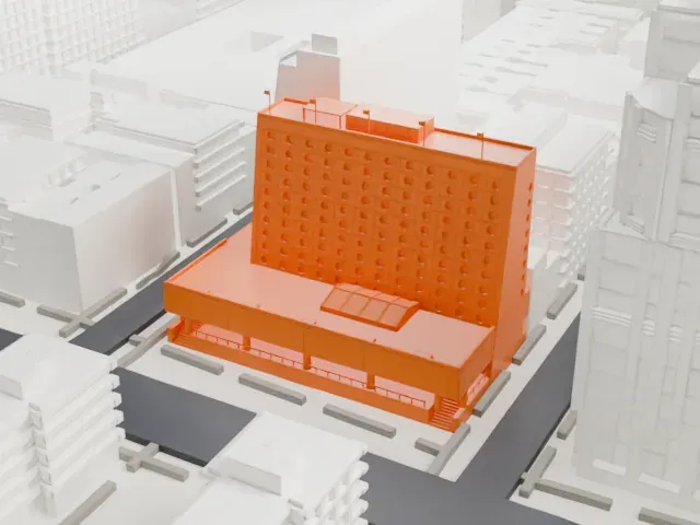 Maritime Hotel model, West view