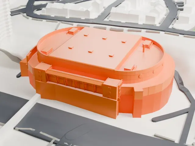 Mary Brown's Centre model, East view