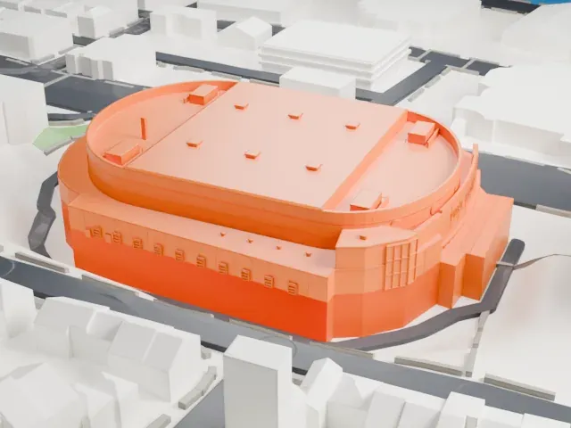 Mary Brown's Centre model, West view